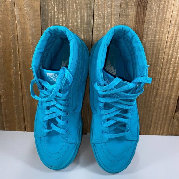 90s era Vans SK8 Hi Monochrome Womens 7 Turquoise/Aqua High Tops - Picture 9 of 10